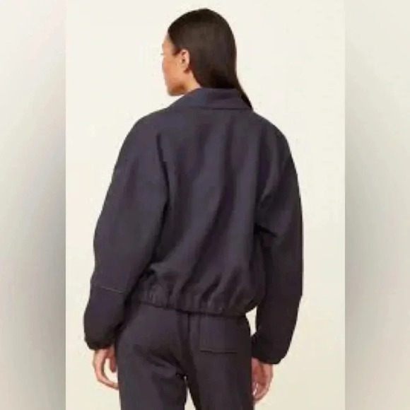 Monrow Seamed Bomber jacket black zip front pockets Size L - Picture 2 of 10